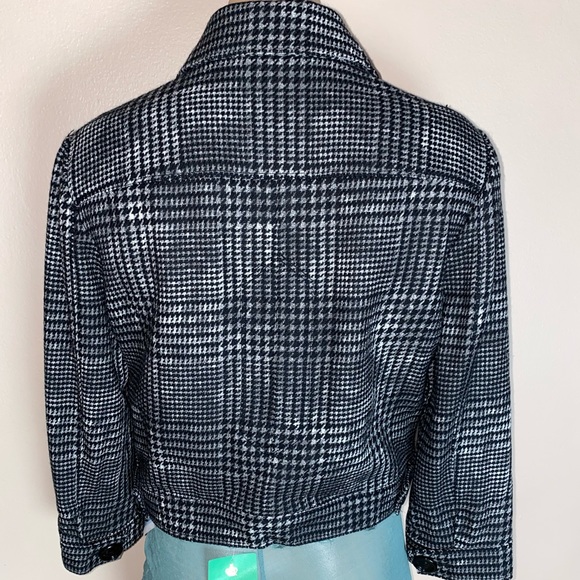 7 For All Mankind Plaid Tartan Tweed Crop Jacket M Y2K Old Money Quiet Luxury - Picture 8 of 8